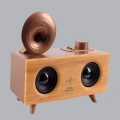 Retro Gramafon Bluetooth Hoparlör Çift Stereo Sesli FM Radyo Destekli