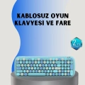 Retro Tarz Kablosuz Klavye Mouse Seti – 104 Tuşlu, Ergonomik Tasarım