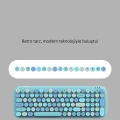 Retro Tarz Kablosuz Klavye Mouse Seti – 104 Tuşlu, Ergonomik Tasarım