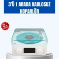 Retro Tasarımlı Gece Lambalı Bluetooth Hoparlör – Saat ve Pil Göstergeli