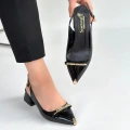 HERŞEYTREND Ricy Siyah Rugan Topuklu Ayakkabı