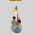 Romantik Sandal Üzerinde Çift Figürü Led Gece Lambası Masa Dekoru Yeni Nesil