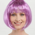 Rose Pembe Renk Düz Kesim Küt Parti Peruğu Kısa Takma Saç