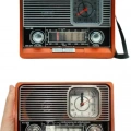 Saatli Fenerli Bluetooth Nostaljik Radyo AUX SD USB Girişli Bluetooth Hoparlör