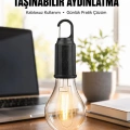 Şarjlı Dekoratif Kamp Lambası Askılı Ampul Led Işık Type-C Girişli