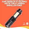 Şarjlı LED El Feneri - 14500 Pil Dahil, 4 Işık Modu, Mini Boy