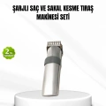 Şarjlı Saç ve Sakal Kesme Makinesi – Paslanmaz Çelik Bıçak, Ayarlanabilir Başlık