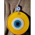 HERŞEYTREND Şeffaf Sarı Nazar Boncuklu Duvar Süsü 10 Cm Cam Duvar Dekoru