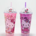 Sevimli Hello Kitty Işıklı Pipetli Boncuklu Suluk & Bardak 400 Ml  Alk4706