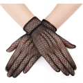 HERŞEYTREND Siyah Renk Likralı File Eldiven Parmaklı Örgü Eldiven Yetişkin Boy