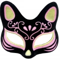 Siyah Renk Süet Kaplama Üzeri Sarı Pembe Simli Kedi Maskesi 17x14 Cm