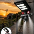 Solar Panelli 3 Lens Dış Mekan Güvenlik Kamerası Hareket Algılamalı LED Aydınlatmalı