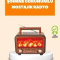 Şömine Alev Işıklı Solar Bluetooth Hoparlör – 7W Güçlü Ses, FM Radyo
