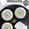 Spot Lamba Led Işık 3lü Uzaktan Kumandalı Pilli Yapışkanlı Kablosuz