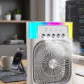 Su Püskürtmeli Mini Klima Fan USB Şarjlı Masaüstü Soğutucu RGB Işıklı