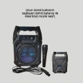 Taşınabilir 6.5” Bluetooth Hoparlör USB TF Kart Mikrofonlu Şarjlı Sistem