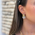 Taşlı Küpe - Gri