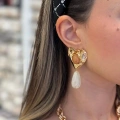 Taşlı Küpe - Kahverengi