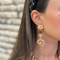 Taşlı Küpe - Kahverengi