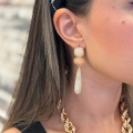 Taşlı Küpe - Krem