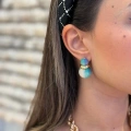 Taşlı Küpe - Mavi