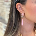 Taşlı Küpe - Pembe
