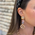 Taşlı Küpe - Pembe