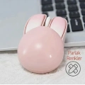 Tavşan Figürlü Kablosuz Mouse Pil Dahil Etiket Hediyeli Pembe