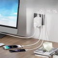 Tekli Yüksek Voltaj Korumalı Duvar Prizi 2x Type-c 1x Usb Çıkışlı Priz Grup Priz Çoğaltıcı Siyah