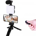 Telefon Tutucu Led Işıklı Kumandalı Mikrofon Telefon Vlog Video Kayıt Yeni Nesil