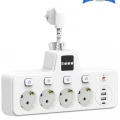 Termal Akım Korumalı 4’lü Duvar Tipi Priz 2x Usb 2x Type-c Çıkışlı Grup Priz Çoğaltıcı Beyaz (2500w)