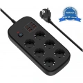 Termal Akım Korumalı 6’lü Priz 4x Usb 2x Type-c Çıkışlı Grup Priz Çoğaltıcı (3500w) Siyah
