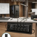 USB ve Type-C Şarj Özellikli 10lu Çoklu Priz