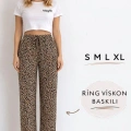 Viskon Pamuklu Kadın Leopar Desenli Pijama Pantolon - MG005 - Mudanis