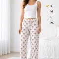 Viskon Pamuklu Kadın Pudra Desenli Pijama Pantolon - MG009 - Mudanis