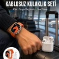 Watch 9 Max Akıllı Saat Seti 2 Kordonlu Kablosuz Kulaklık Hediyeli Yeni Nesil