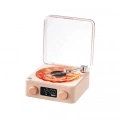 Waves Nostalji Plak Görünümlü Bluetooth Hoparlör 3d Ses Dalgası Retro Müzik Plak Pembe