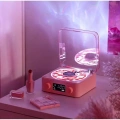Waves Nostalji Plak Görünümlü Bluetooth Hoparlör 3d Ses Dalgası Retro Müzik Plak Pembe