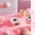 Waves Nostalji Plak Görünümlü Bluetooth Hoparlör 3d Ses Dalgası Retro Müzik Plak Pembe