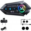 Y12  Motor Kask Kulaklık Rgb Modlu Radyolu Motosiklet Kulaklık 5.3 Bluetooth Intercom