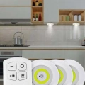 Yapışkanlı 3lü Spot Led Işık Lamba Montajsız Pilli Uzaktan Kumandalı