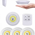 Yapışkanlı 3lü Spot Led Işık Lamba Montajsız Pilli Uzaktan Kumandalı
