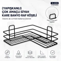 Yapışkanlı Siyah Çok Amaçlı Köşe Banyo Rafı