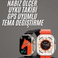 Yeni Model Akıllı Saat Ultra Smart Watch Gümüş Kasa 45mm Titreşim
