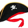 Yetişkin Boy Kadife Jack Sparrow Denizci Kaptan Jack Korsan Şapkası 50x20 Cm