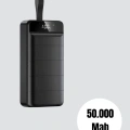 Yüksek Kapasiteli 50.000 mAh Powerbank – Type-C, Lightning ve Micro USB Uyumlu, Çoklu Cihaz Şarj Özellikli