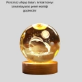 Yunus Figürlü LED Kristal Küre Ahşap Standlı Dekoratif Gece Lambası