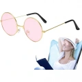 HERŞEYTREND Yuvarlak Cam John Lennon Tarzı Gold Pembe Gözlük