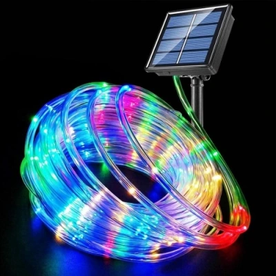 HERŞEYTREND 10 Metre 100 LED Solar RGB Işık Şeffaf Kablolu