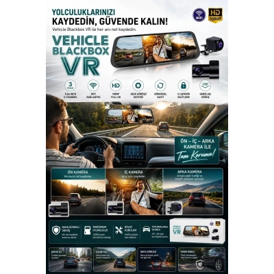 2k Ekran Tam Dokunmatik 9.66” Dikiz Ayna Araç Içi Kamera (1080p Arka)